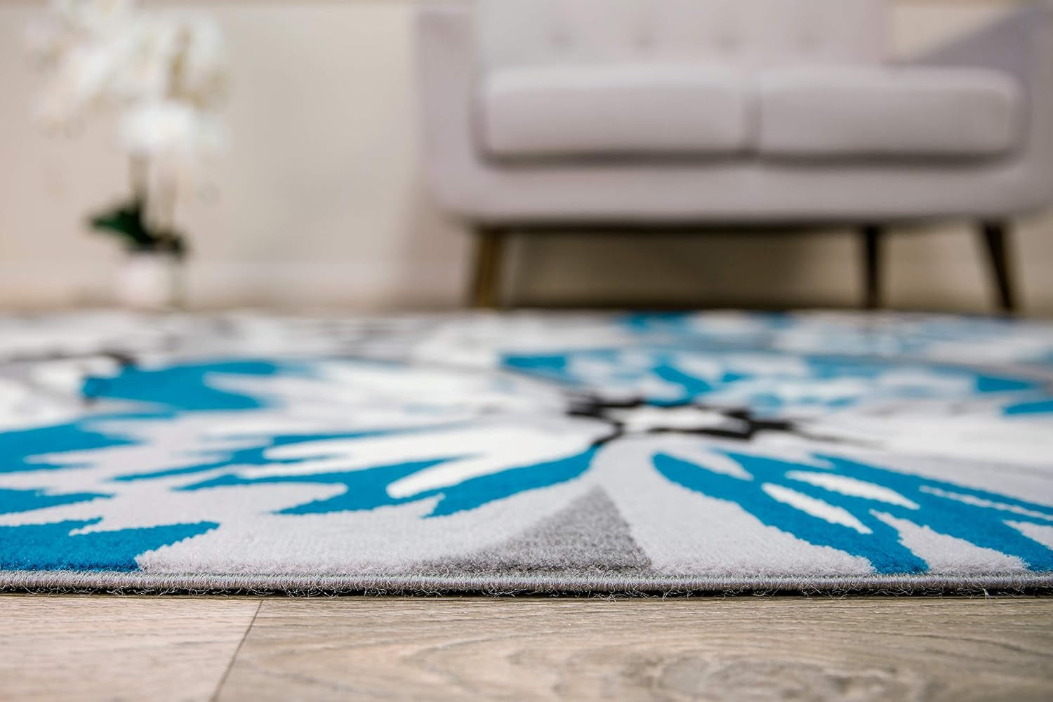 Modern Floral Design Area Rug for Living Room,Bedroom,Home Office,Kitchen Non Shedding Area Rug 2' X 3' Blue