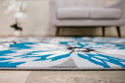 Modern Floral Design Area Rug for Living Room,Bedroom,Home Office,Kitchen Non Shedding Area Rug 2' X 3' Blue