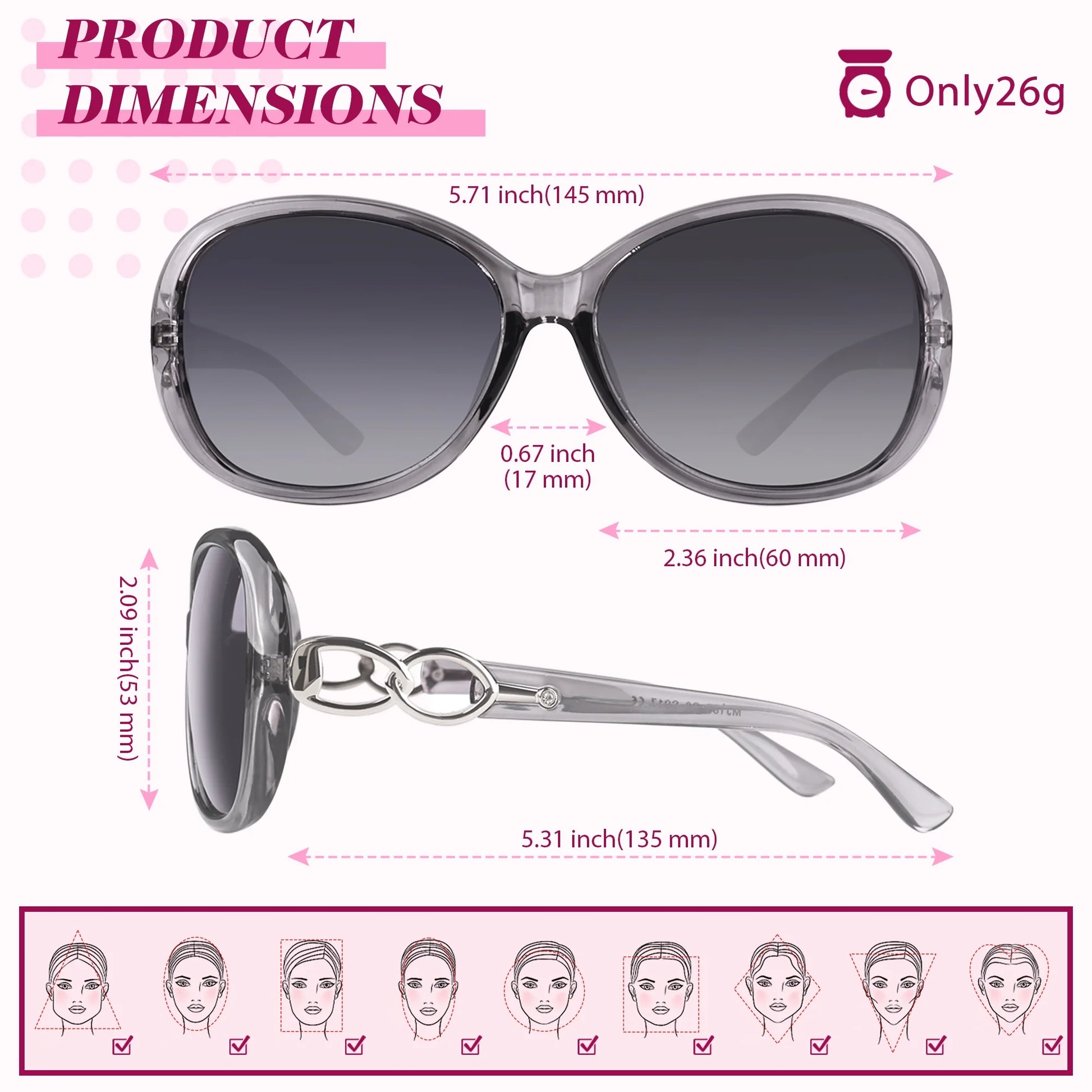 Women'S Oversized Polarized Sunglasses Butterfly Shades for Driving