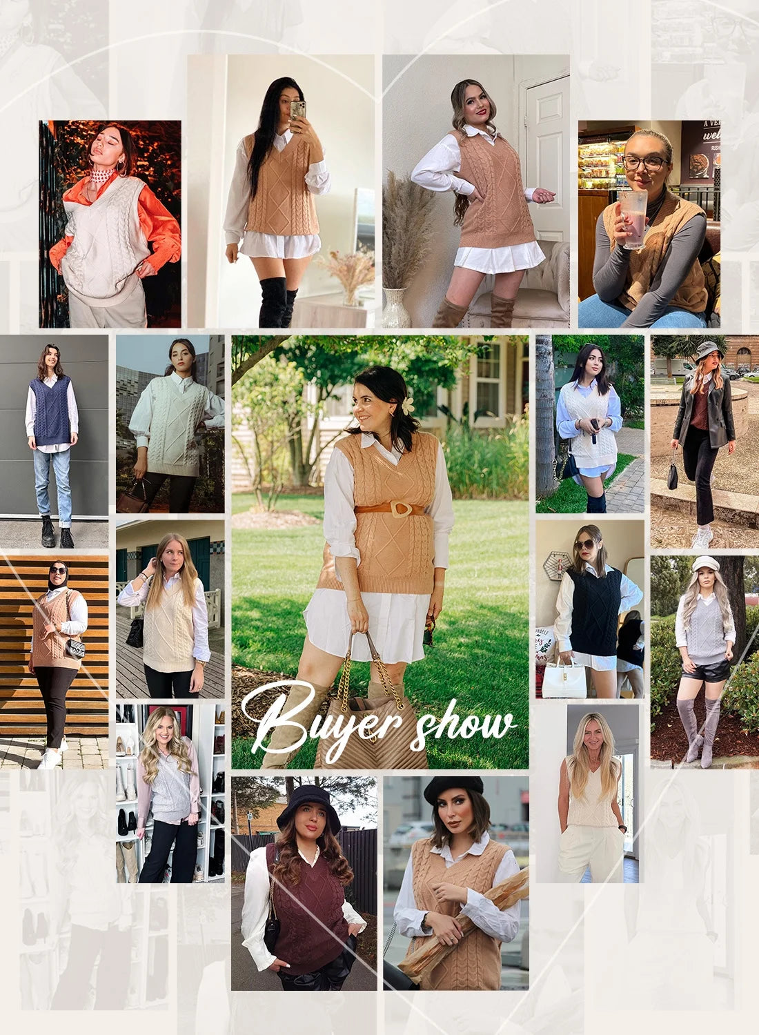 Women'S Loose Fit Classic Vintage Sweater Vest Dressy Casual Sleeveless Pullover