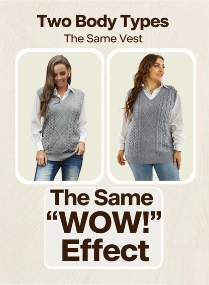 Women'S Loose Fit Classic Vintage Sweater Vest Dressy Casual Sleeveless Pullover