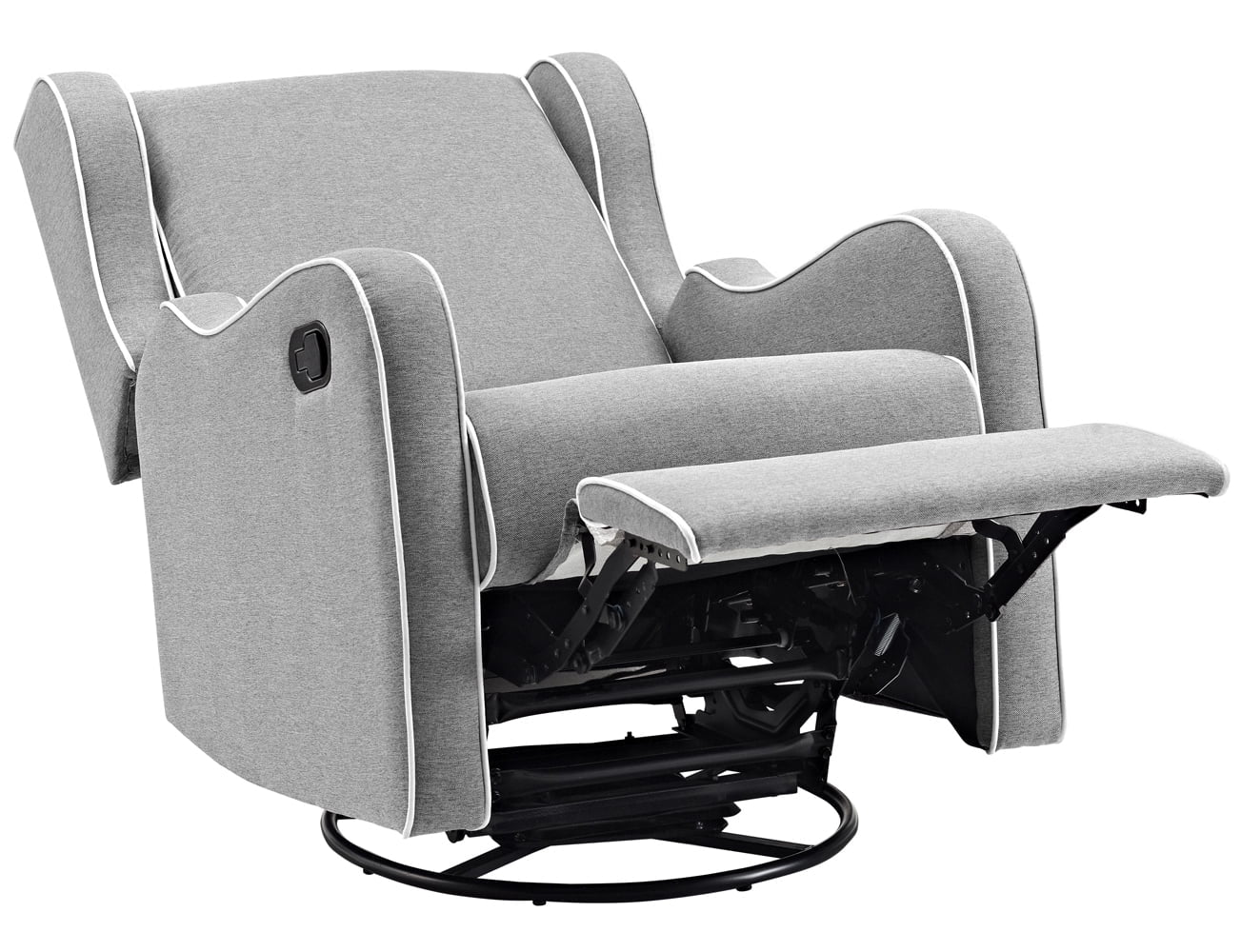 Rebecca Upholstered Swivel Gliding Recliner, Gray Fabric