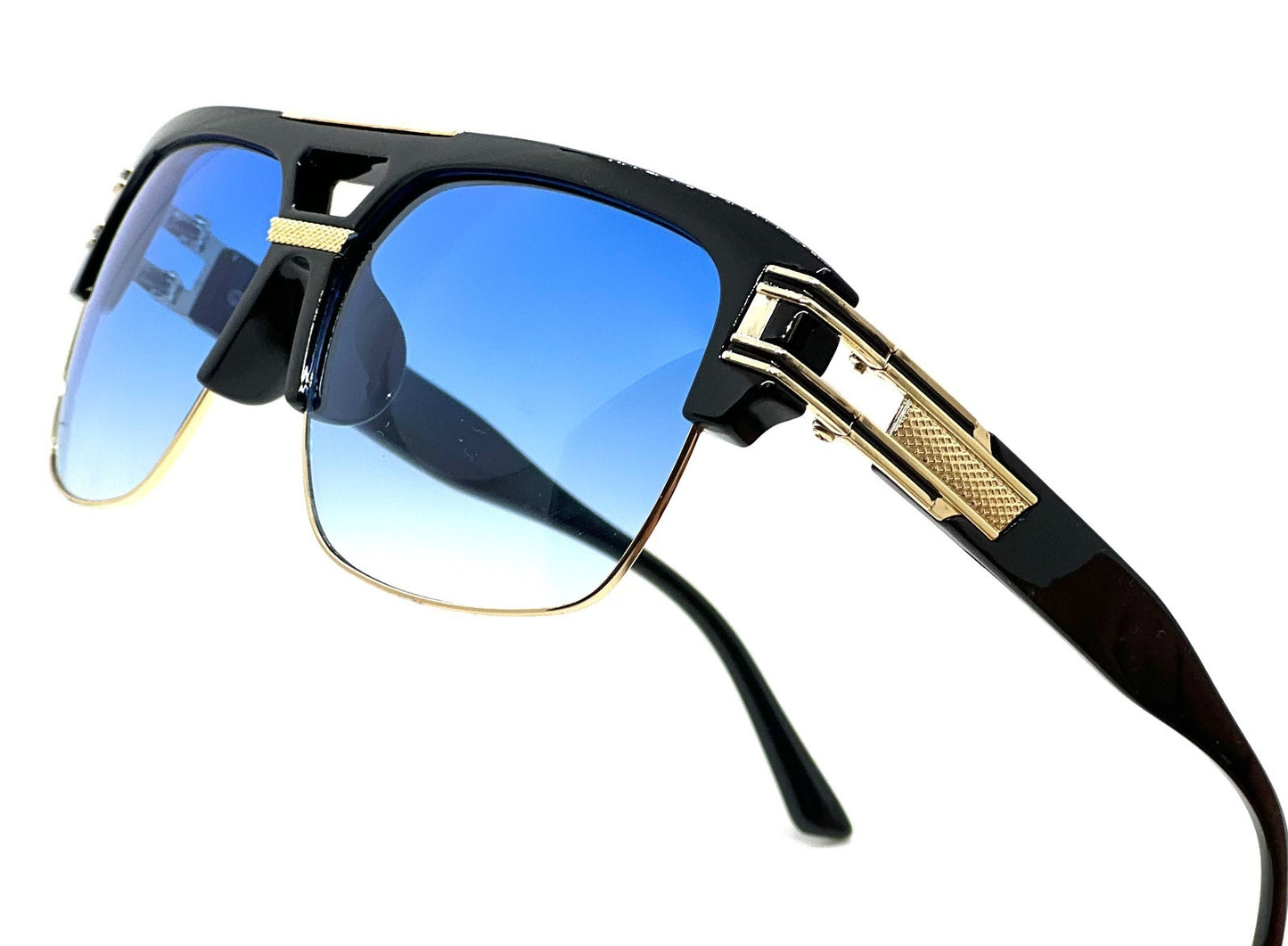 Designer Men Sunglasses Fashion Square Gold Hip Hop Model New Style Shades Blue