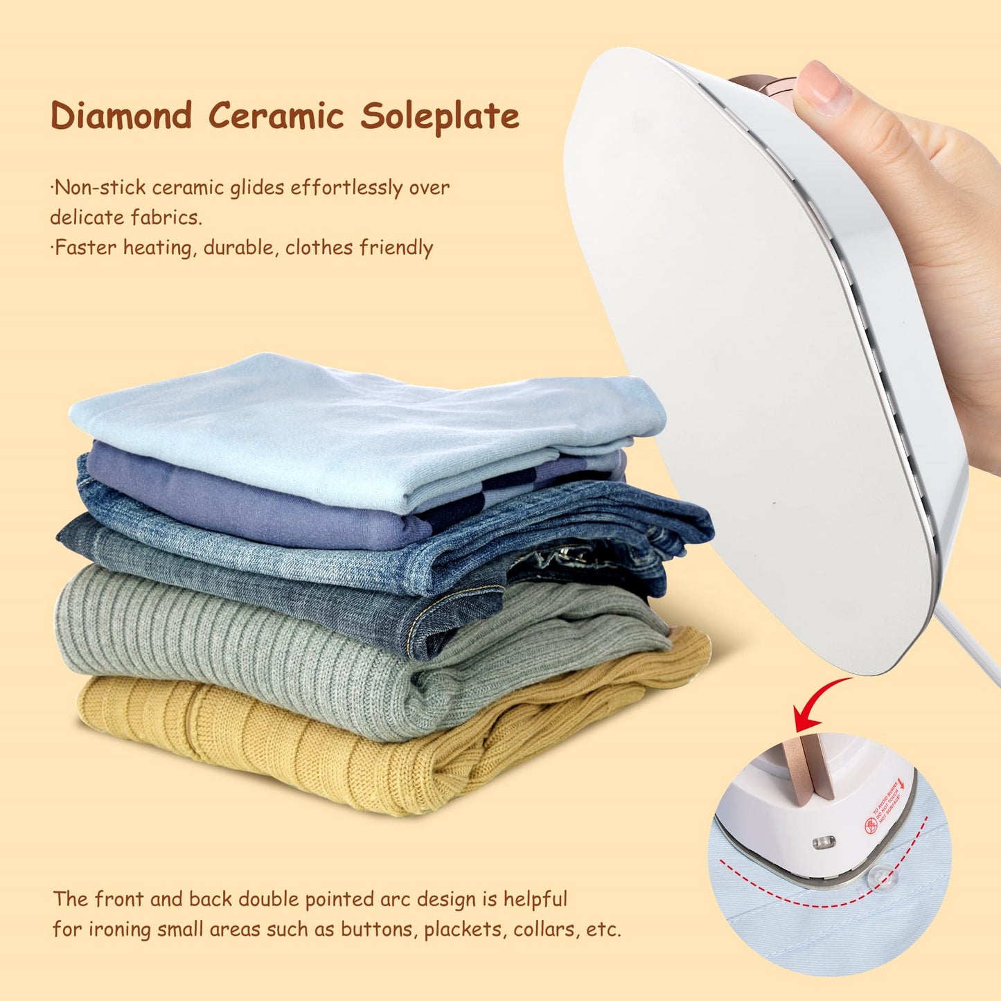 Newbealer Travel Iron With Dual Voltage 120V220V Lightwei