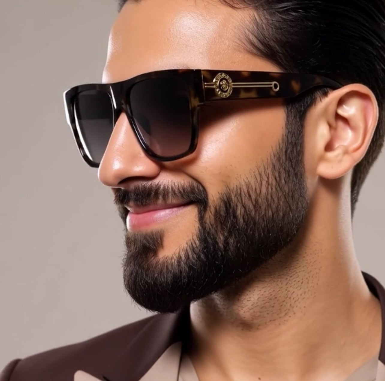 Men Sunglasses Fashion Design Tortoise Black Frame Hip Hop Style Square Shades