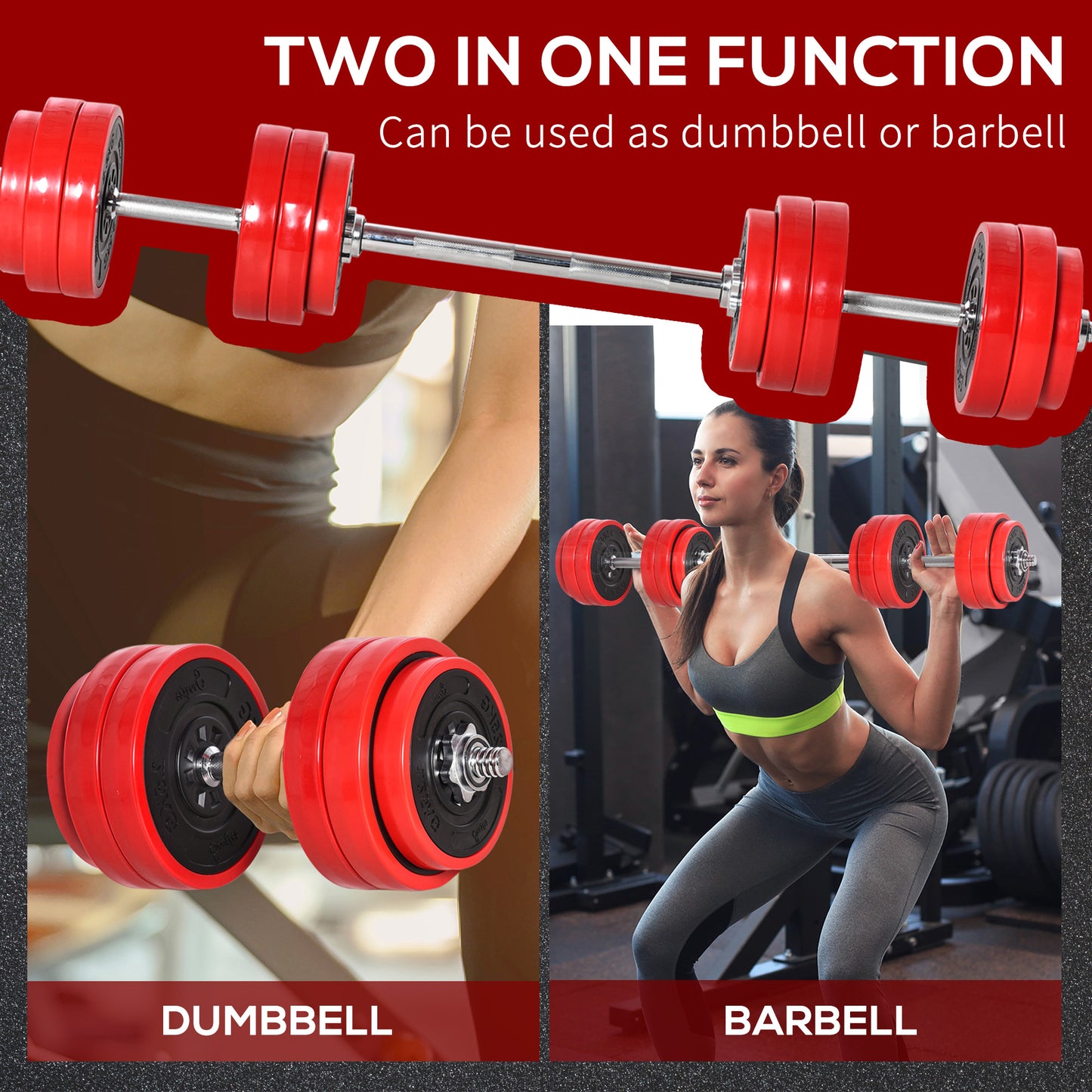 Adjustable Dumbbell Set, 66lbs Convertible to Barbell Weight Set for Home Gym Women and Men Weight Lifting Training