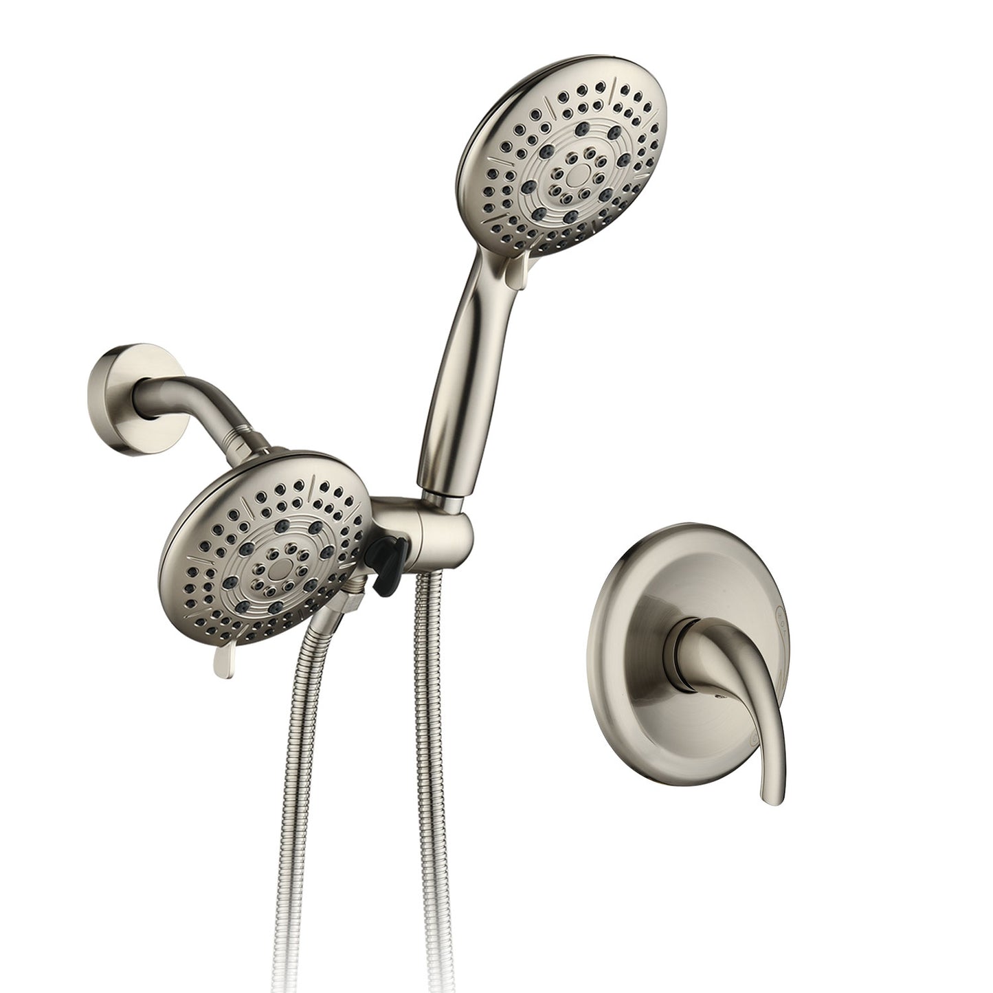 Classic High Pressure Single Handle 6-Spray Patterns Rain Shower Head With Handheld Shower  Valve Included
