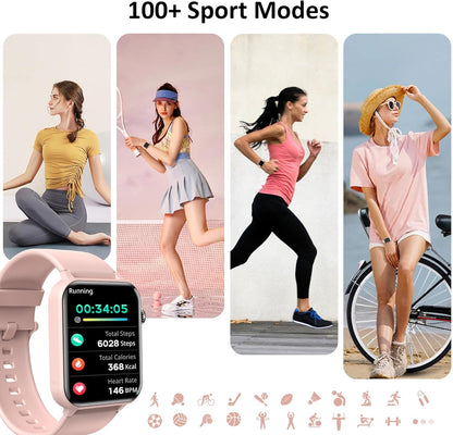 Smart Watches for Women(Make and Answer Calls),1.85''Hd Screen Fitness Tracker Watch,100+ Sport Modes,Spo2/Heart Rate/Sleep Monitor for Android Iphone