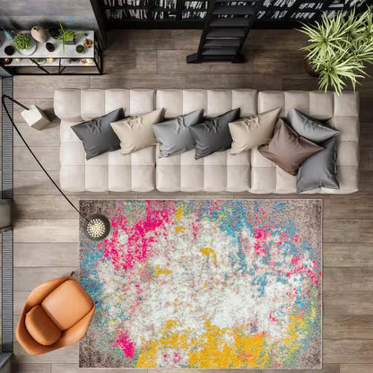 Contemporary Pop Modern Abstract Multi/Yellow 8 Ft. X 10 Ft. Area Rug