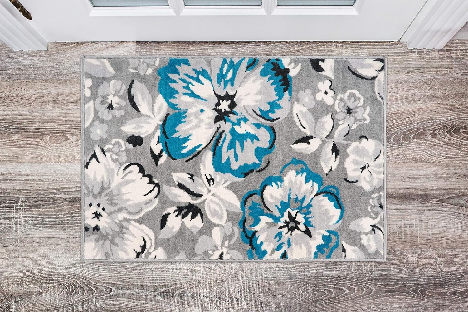 Modern Floral Design Area Rug for Living Room,Bedroom,Home Office,Kitchen Non Shedding Area Rug 2' X 3' Blue