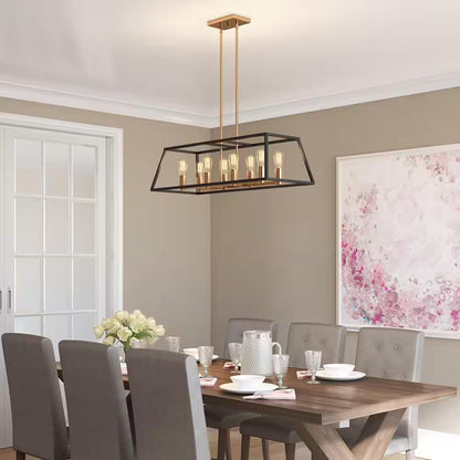 Carter 8-Light Black and Gold Farmhouse Chandelier Light Fixture for Dining Room or Kitchen