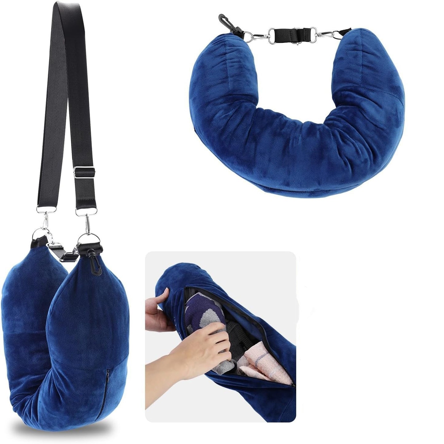New Travel U-shaped Pillow Can Fill Clothes