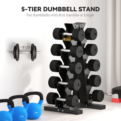 SPORTNOW Five-Tier Dumbbell Storage Rack, For Home Gym Exercise - Black