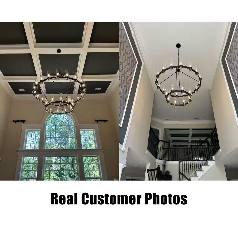 Modern Chandelier 60 In. 30-Light Gold Wagon Wheel Chandelier for Dinning Room, Foyer, Living Room, Staircase