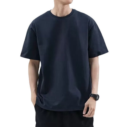 Mens Loose Simple Versatile Solid-color Top