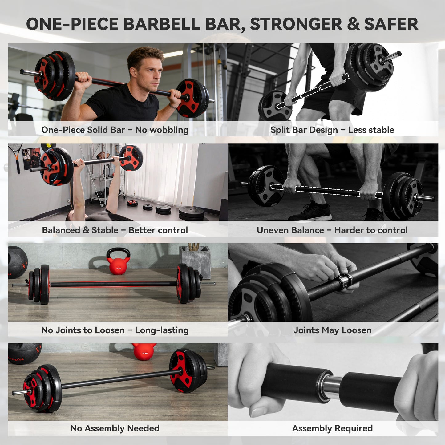 SPORTNOW 20kg Adjustable Barbell Weights Set For Home Gym, Strength Training