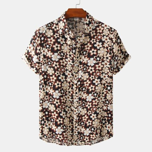 European And American Floral Men's Short-sleeved Shirt