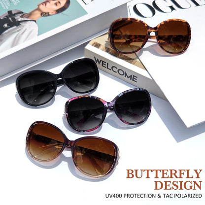Retro Oversized Butterfly Polarized Gradient Brown Women Sunglasses Elegant Ladies Shades