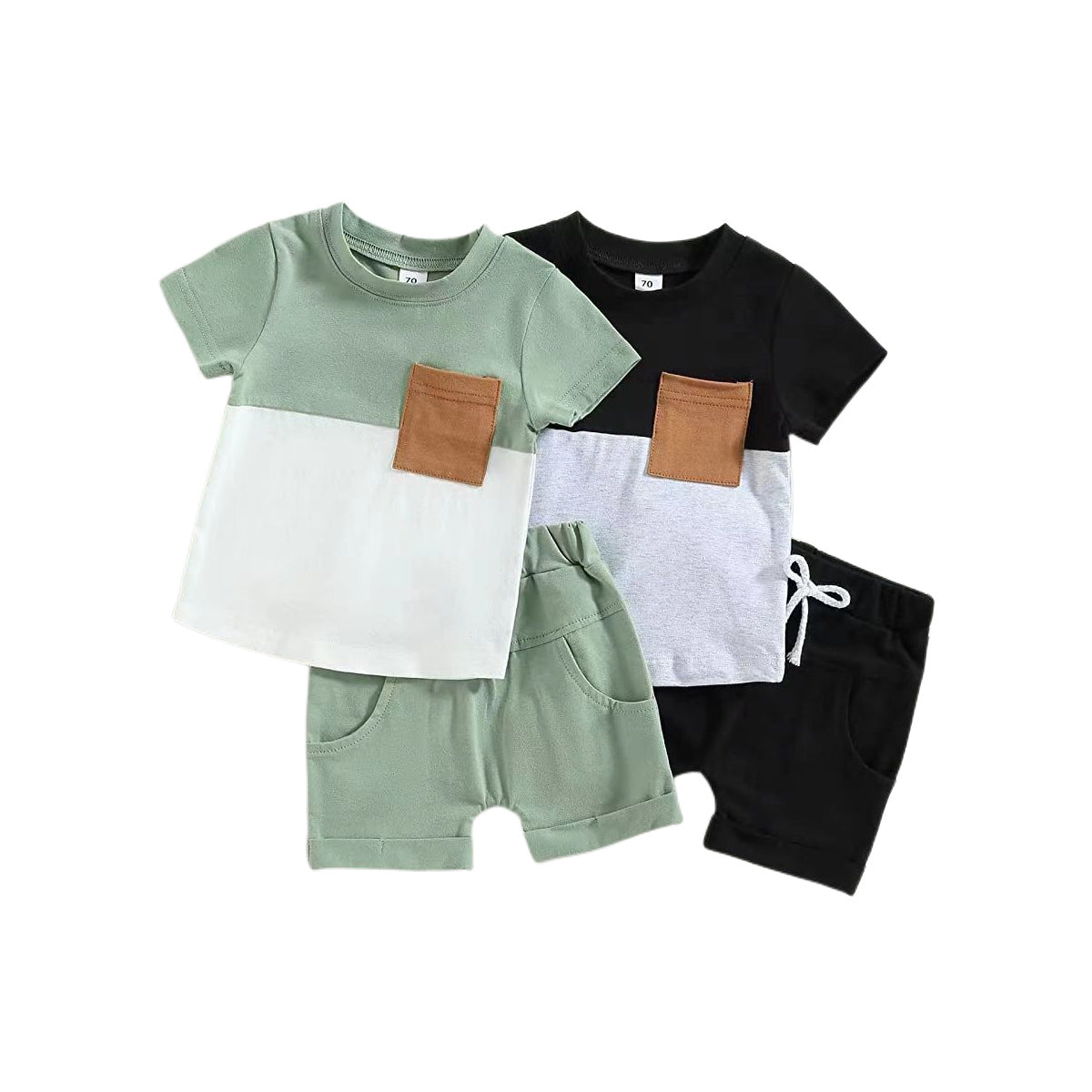 Children's Short-sleeved Shorts Stitching Suit