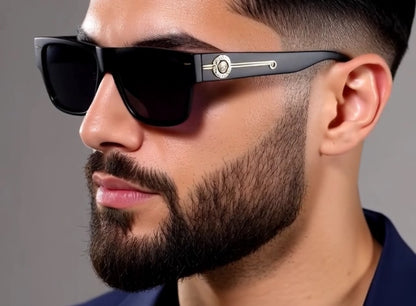 Men Sunglasses Fashion Design Tortoise Black Frame Hip Hop Style Square Shades