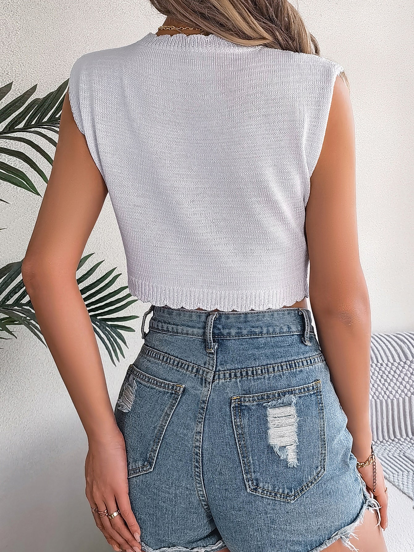 Women S Leaf Hollow Out Cropped Knit Vacation Top