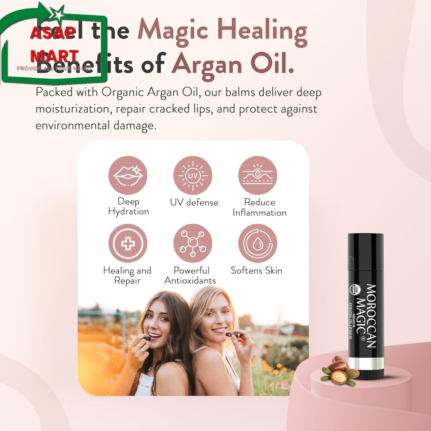 Moroccan Magic Organic Lip Balm Variety Pack Gift Set | Natural Argan and Essent
