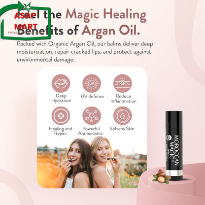 Moroccan Magic Organic Lip Balm Variety Pack Gift Set | Natural Argan and Essent