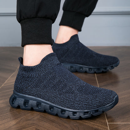 Casual Solid Color Flying Woven Sports Shoes Men Lightweight Breathable Summer Sneakers