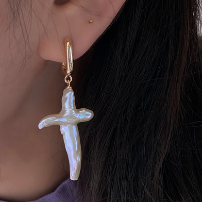 Cross Pearl Earrings Travel