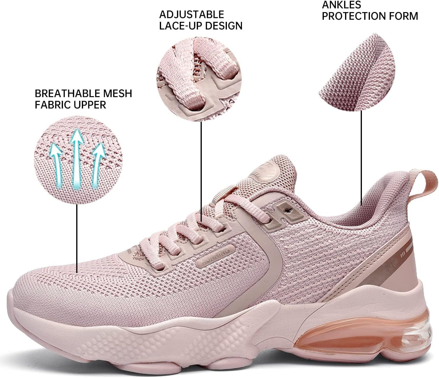 Running Shoes for Women Tennis Athletic Breathable Arch Support Workout Sport Gym Walking Fashion Sneakers Lightorange 9