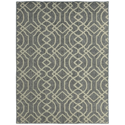 UV Resistant Indoor & Outdoor Area Rug, Easy-Cleaning Machine Washable Rug With Geometric Pattern For Patio, Garden, Kitchen, Bathroom Or Living Room, 170 X 120 Cm, Grey