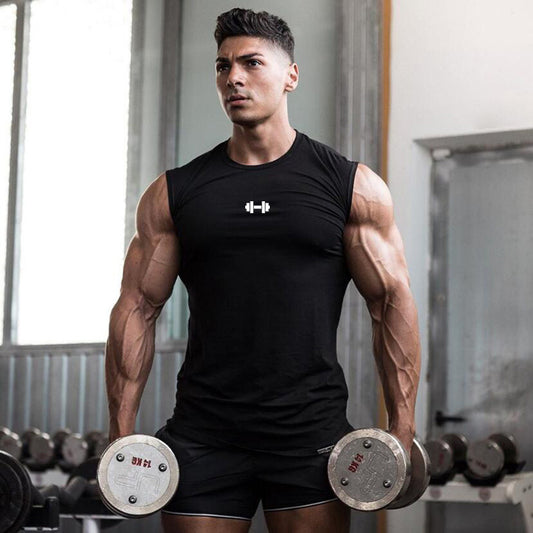Men's Slim-fit Sleeveless Fitness Breathable Vest T-shirt