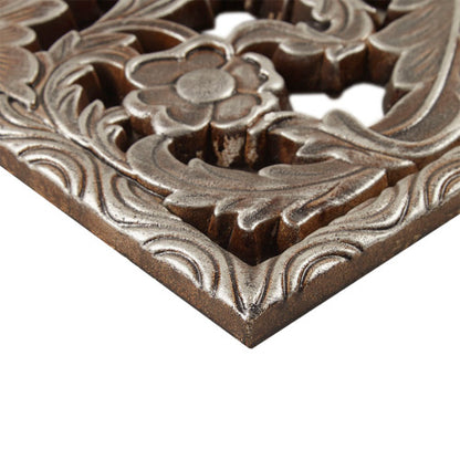 Distressed Carved Wood 2-piece Wall Decor Set