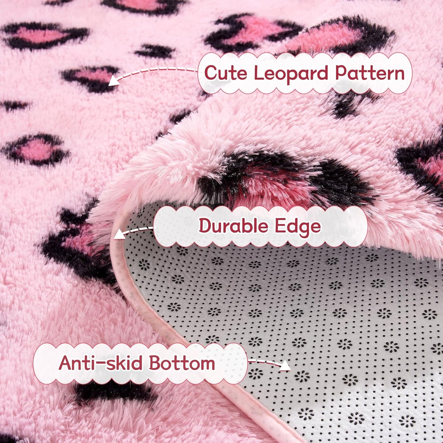 Soft Rugs for Girls Kids Bedroom 3X5, Fluffy Leopard Cheetah Print Rugs for Living Room Dorm Nursery Home Decor, Pink