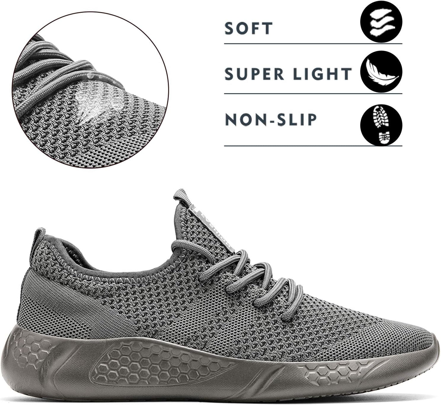 Men'S Sport Gym Running Shoes Walking Shoes Casual Lace up Lightweight