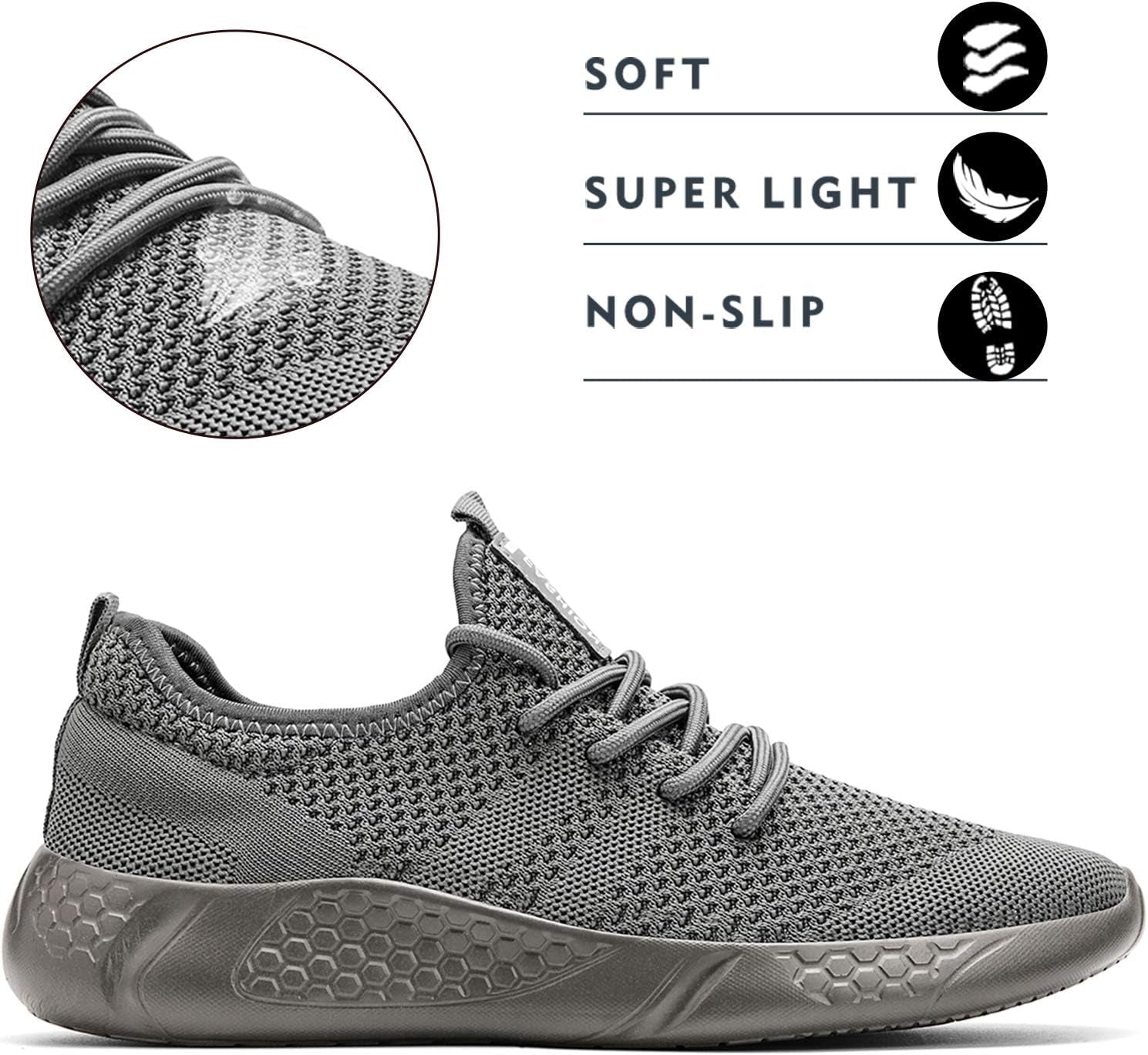 Men'S Sport Gym Running Shoes Walking Shoes Casual Lace up Lightweight