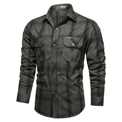 New Men's Spring And Autumn Long-sleeved Striped Shirt