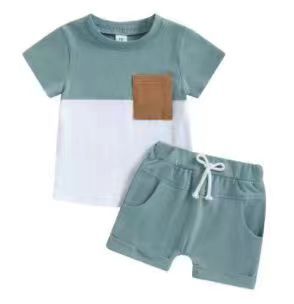 Children's Short-sleeved Shorts Stitching Suit