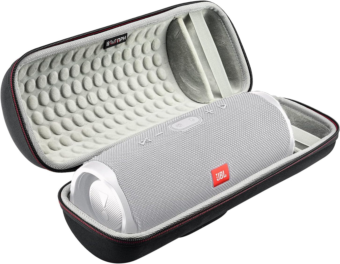 Charge 4 Portable Waterproof Wireless Bluetooth Speaker Bundle with Boomph Portable Hard Carrying Protective Case - White