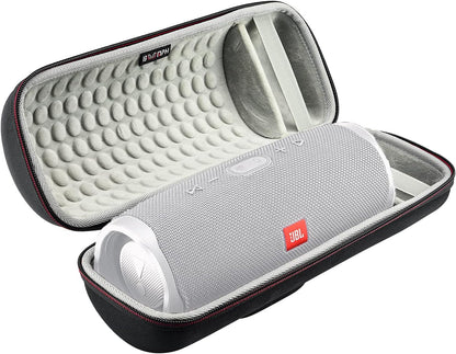 Charge 4 Portable Waterproof Wireless Bluetooth Speaker Bundle with Boomph Portable Hard Carrying Protective Case - White