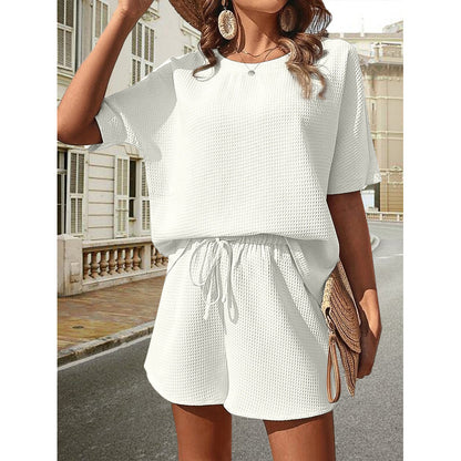 Short Sleeve Suit Women's Western Style Batwing Shirt Fashion Shorts Two-piece Set