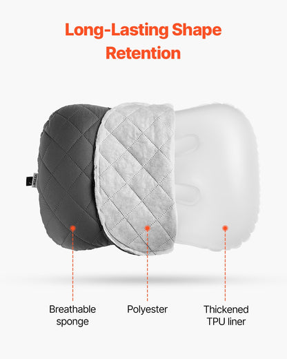 Inflatable Camping Pillow Portable Travel Pillow With Machine Washable Cover