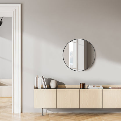 Black Circular Wall Mirror 20 Inches
