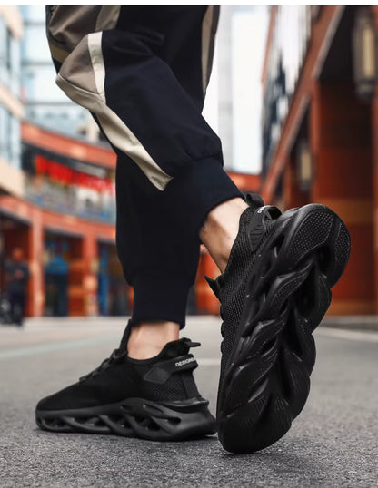 Men Casual Sports Shoes Breathable Lightweight Sneakers Outdoor Mesh Black Running Shoes Athletic Jogging Tennis Walking Shoes