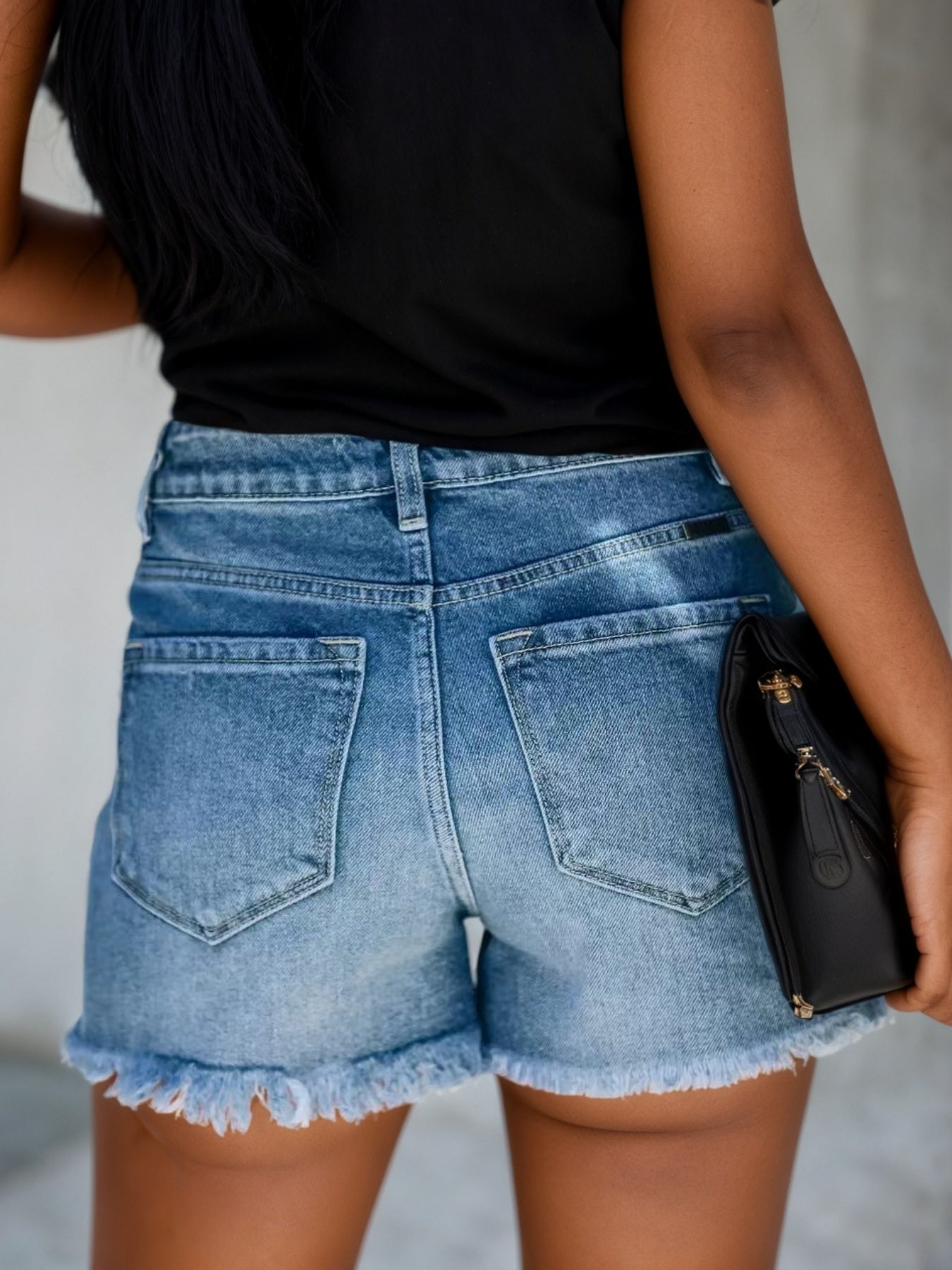 Women'S Fashionable and Casual Ripped Denim Shorts, with a Brushed Fringed Hem, Are Comfortable and Suitable for the Street, Seaside, Vacation and Casual Wear. Women'S Denim Clothing